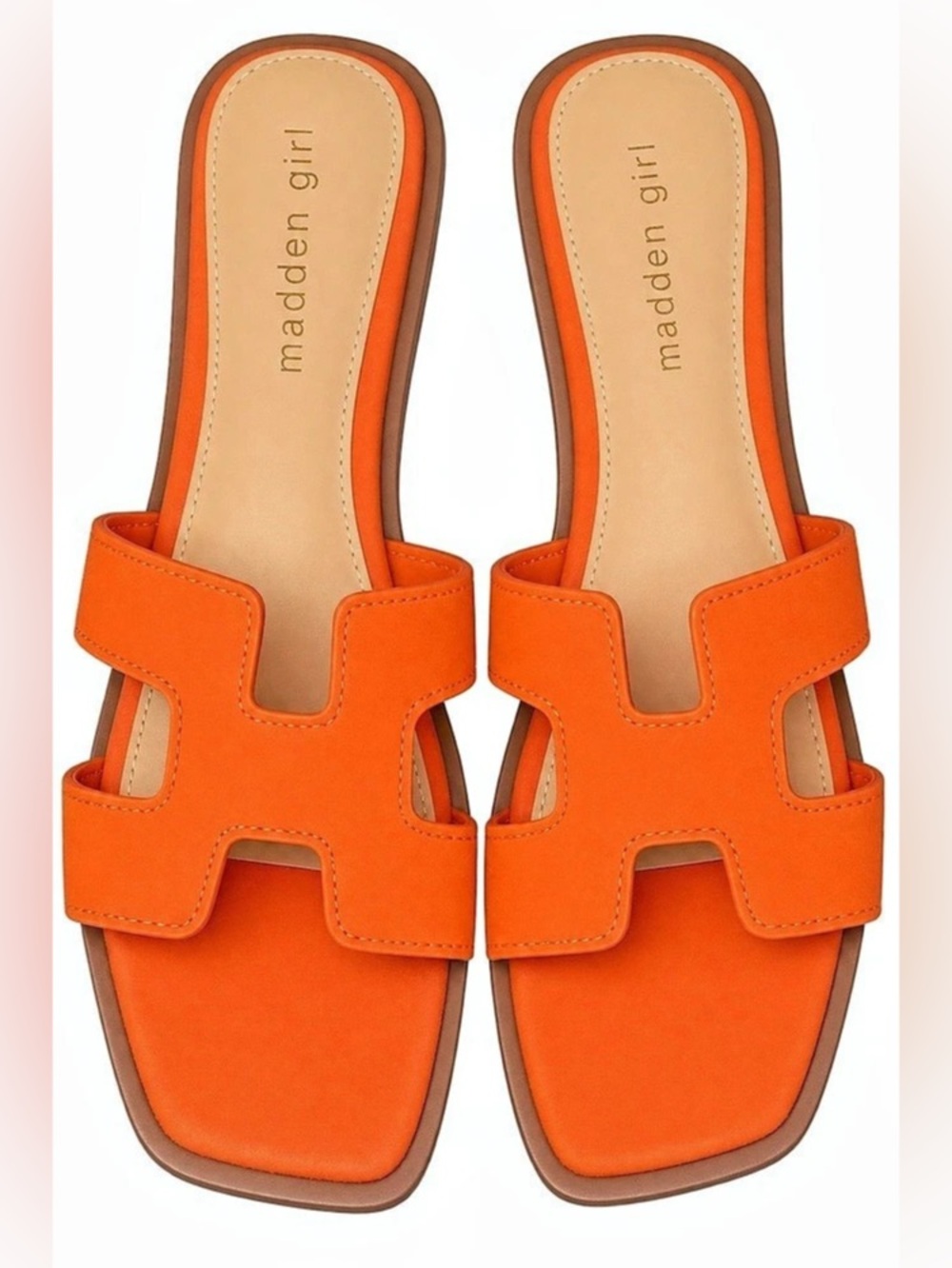 madden girl Women's Orange Slide Sandals US 9